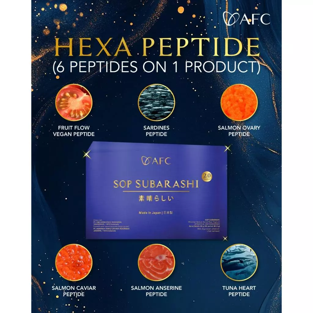 SOP Subarashi 2.0 diformulasikan dengan kombinasi 6 peptida eksklusif